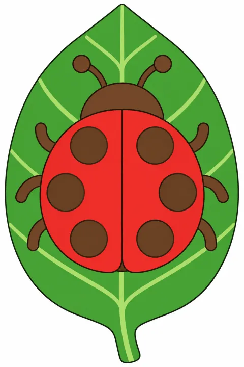 Résultat colorié : coccinelle sur sa feuille