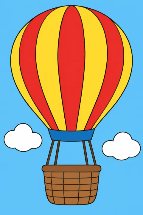 Résultat colorié : montgolfière