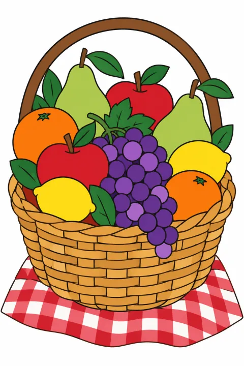 Coloriage panier de fruits