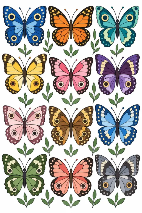 Résultat colorié : papillons en collection
