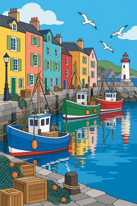Résultat colorié : port de pêche