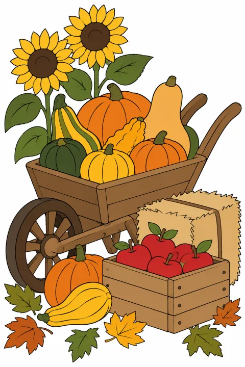Coloriage récolte d’automne