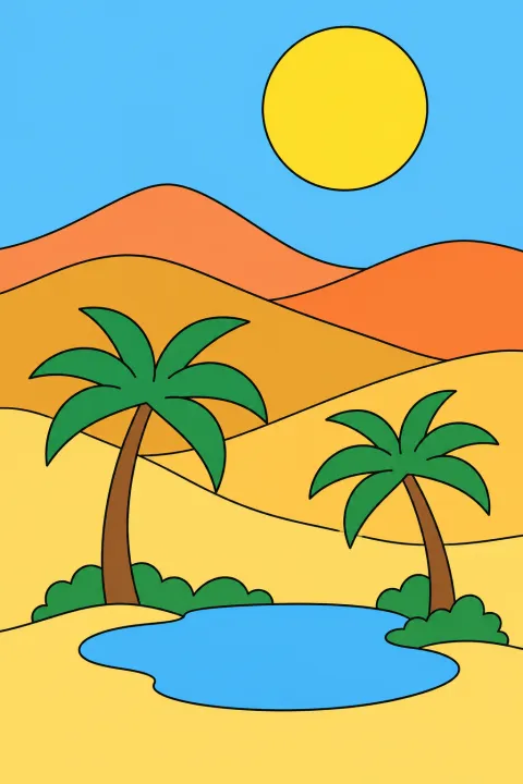 Résultat colorié : dunes du désert