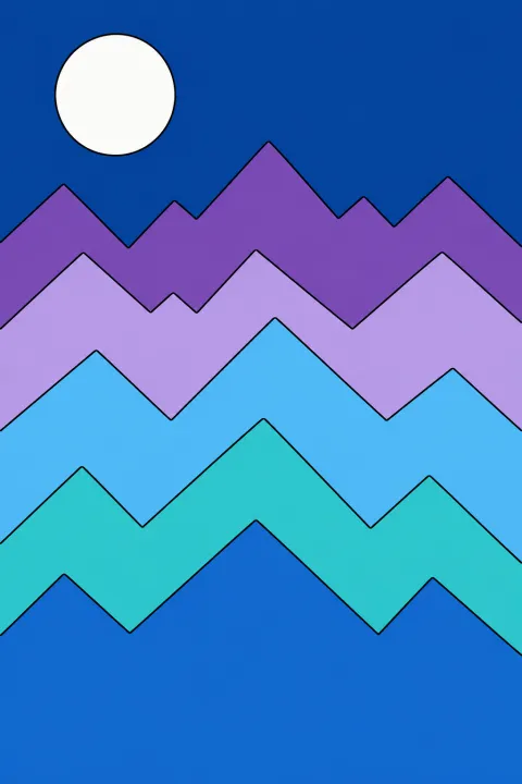 Résultat colorié : montagnes bleues