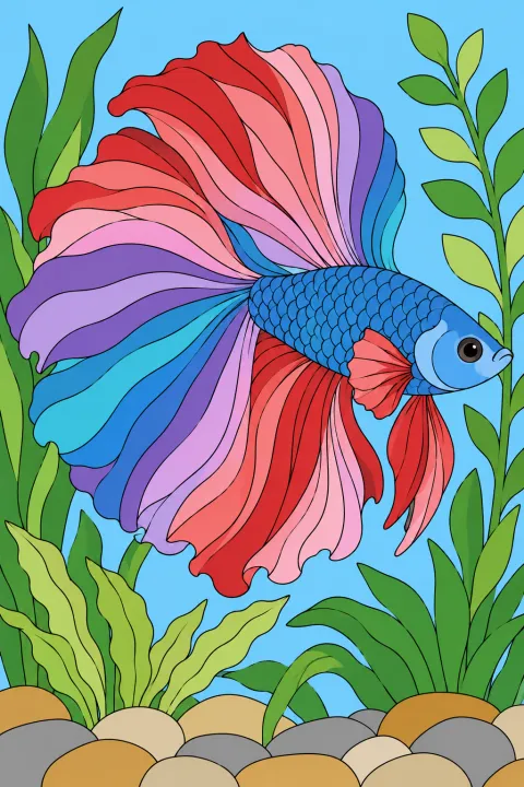 Résultat colorié : poisson combattant