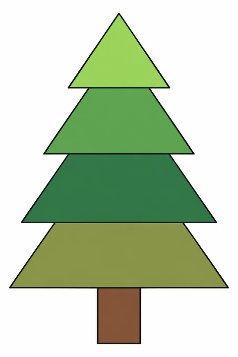 Résultat colorié : sapin en verts