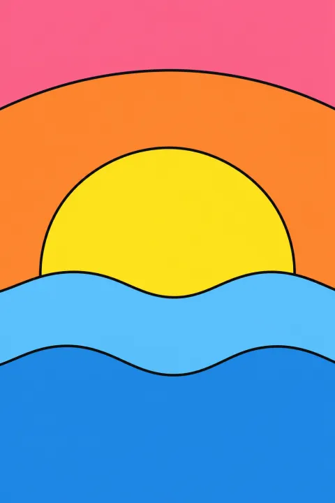 Résultat colorié : soleil couchant