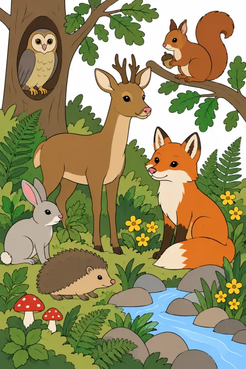 Coloriage animaux de la forêt