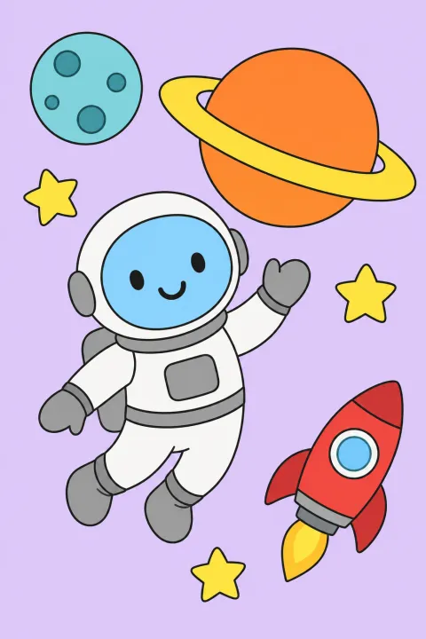 Résultat colorié : petit astronaute