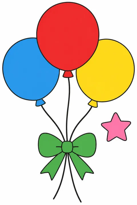Résultat colorié : ballons de fête