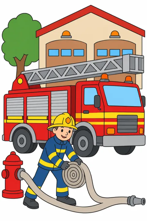 Coloriage camion de pompiers