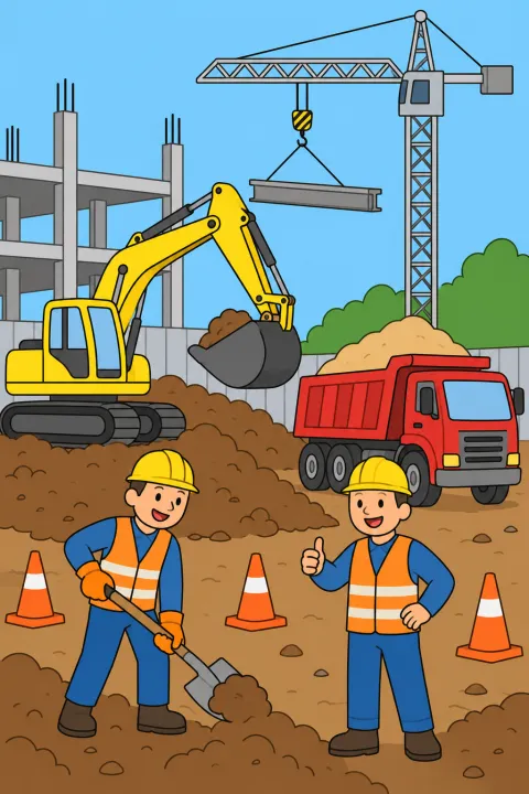 Coloriage chantier de construction