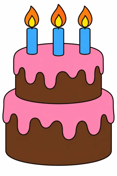 Résultat colorié : gâteau à bougies