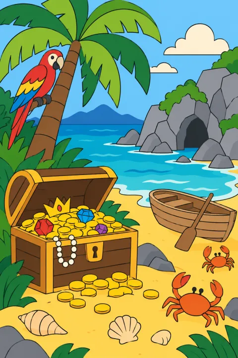 Résultat colorié : île au trésor