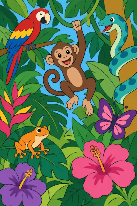 Résultat colorié : animaux de la jungle