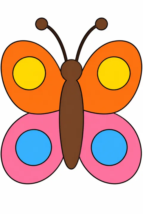 Coloriage papillon à gros ronds