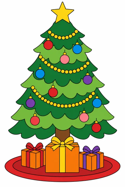 Coloriage sapin et cadeaux