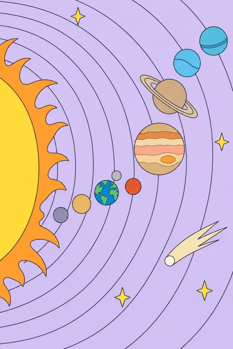 Coloriage le Soleil et ses planètes