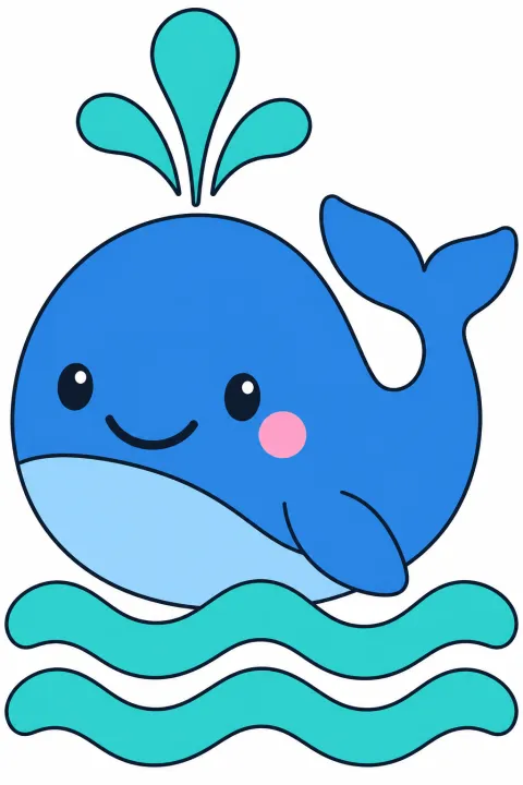 Résultat colorié : baleine et son jet d’eau