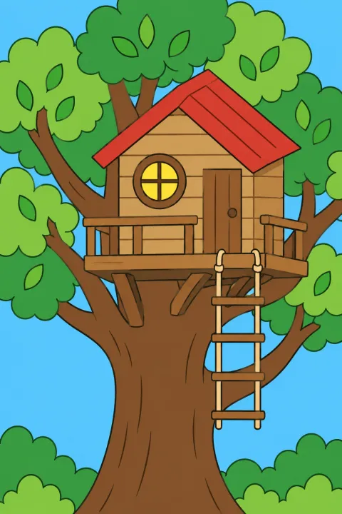 Coloriage cabane dans l’arbre