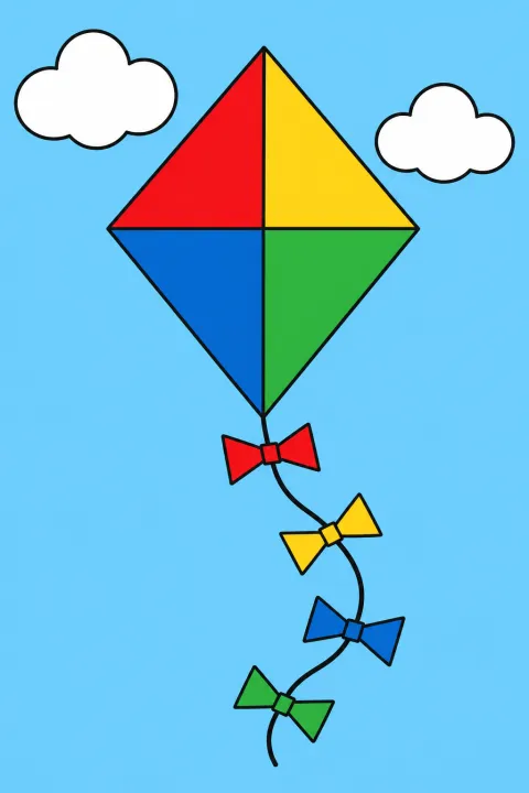 Résultat colorié : cerf-volant