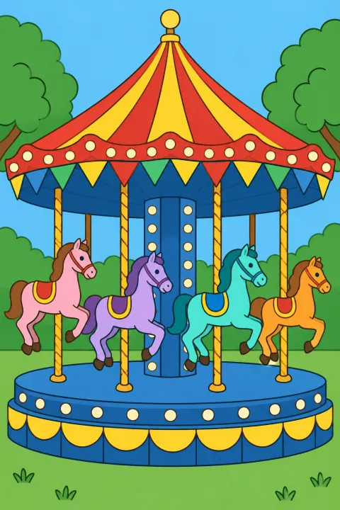 Résultat colorié : manège de fête foraine