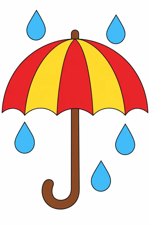 Coloriage parapluie sous la pluie