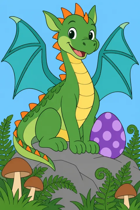 Coloriage petit dragon gentil