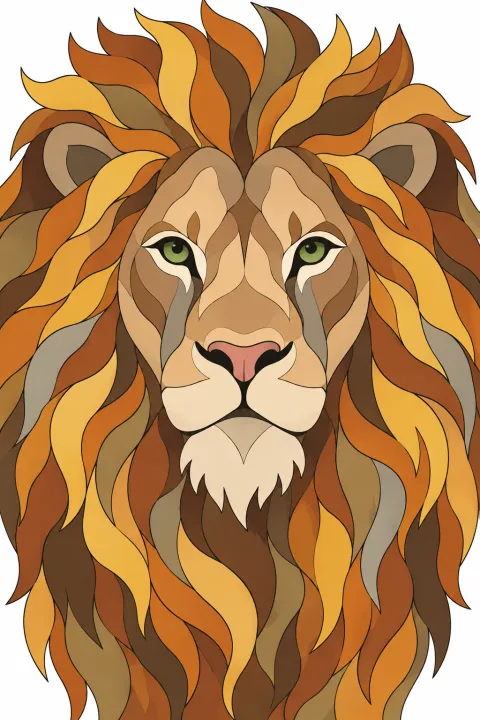 Résultat colorié : portrait de lion