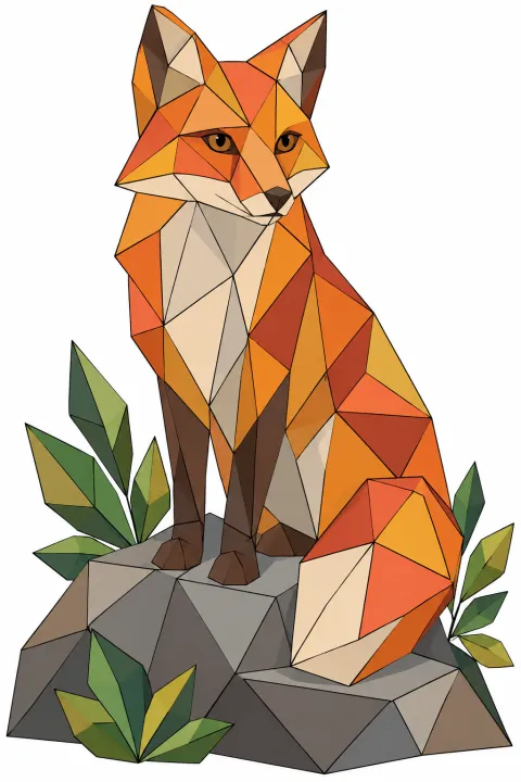 Coloriage renard géométrique