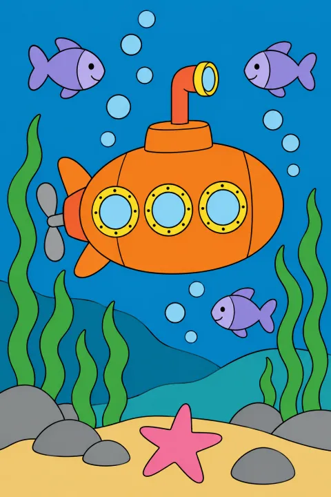 Résultat colorié : sous-marin explorateur