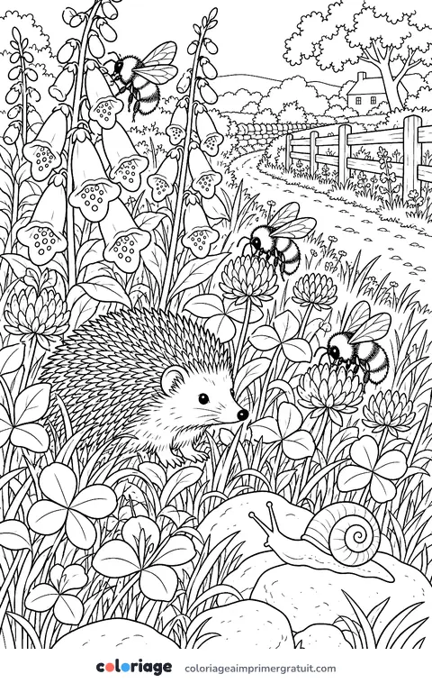 Coloriage bourdons dans le trèfle