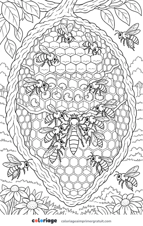 Coloriage à l’intérieur de la ruche