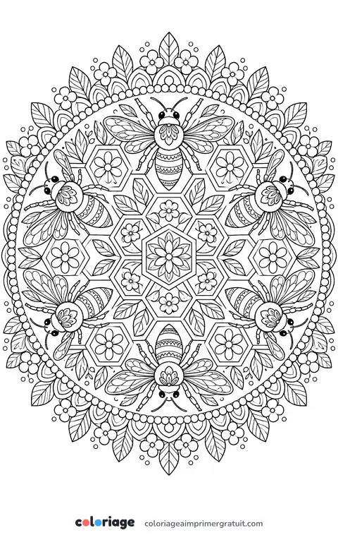 Coloriage mandala d’alvéoles
