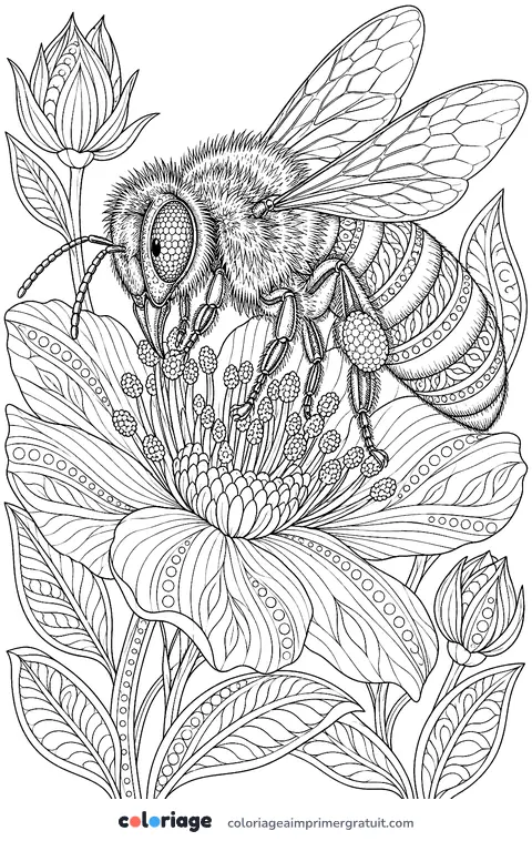Coloriage abeille réaliste
