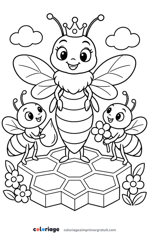 Coloriage reine des abeilles