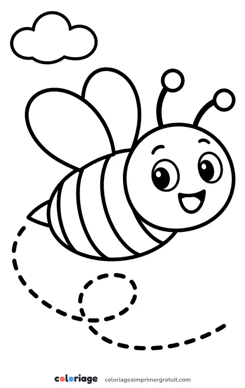 Coloriage abeille qui vole