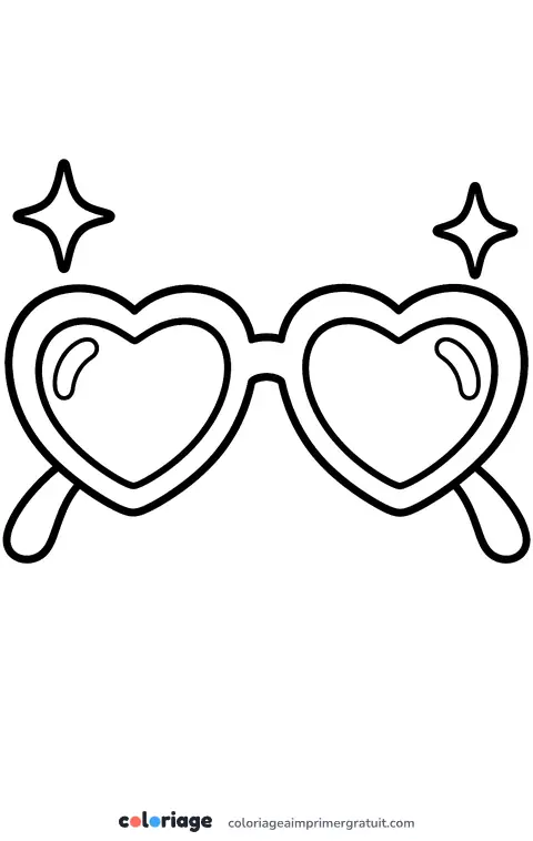 Coloriage lunettes en cœur