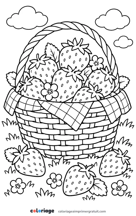 Coloriage panier de fraises