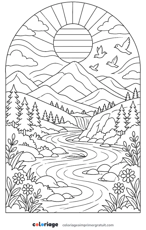 Coloriage paysage bohème