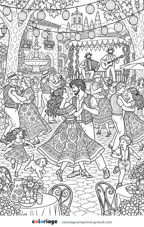 Coloriage bal du village