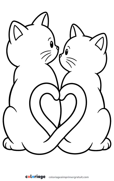 Coloriage chats amoureux