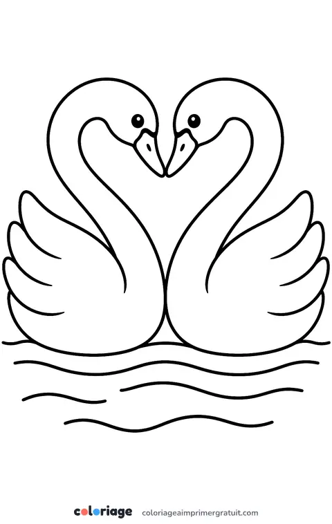 Coloriage cygnes amoureux
