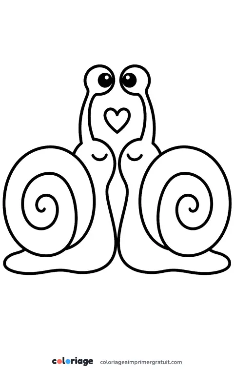 Coloriage escargots amoureux