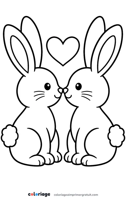 Coloriage lapins amoureux