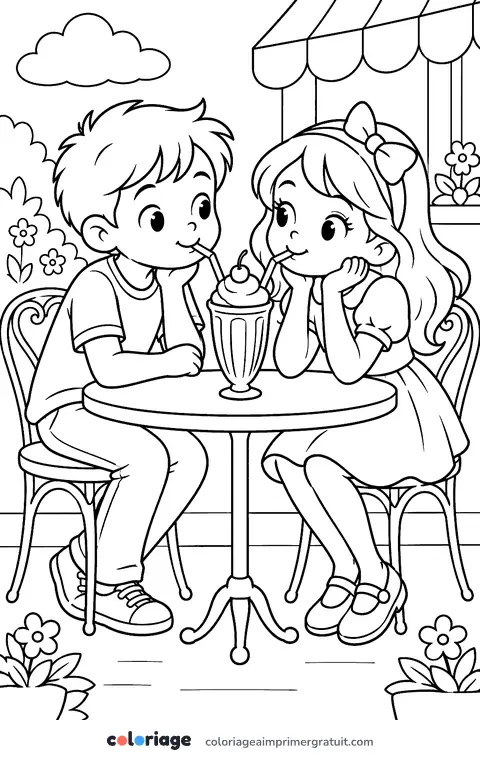 Coloriage milk-shake à deux
