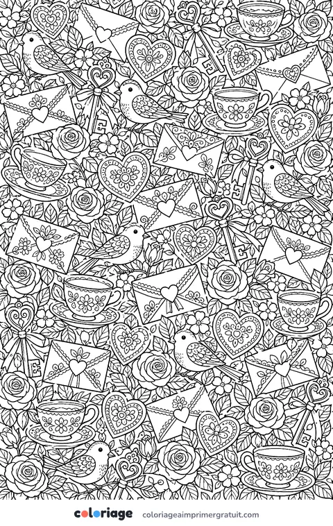 Coloriage motif de Saint-Valentin