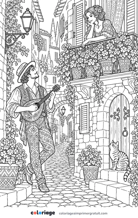 Coloriage sérénade sous le balcon