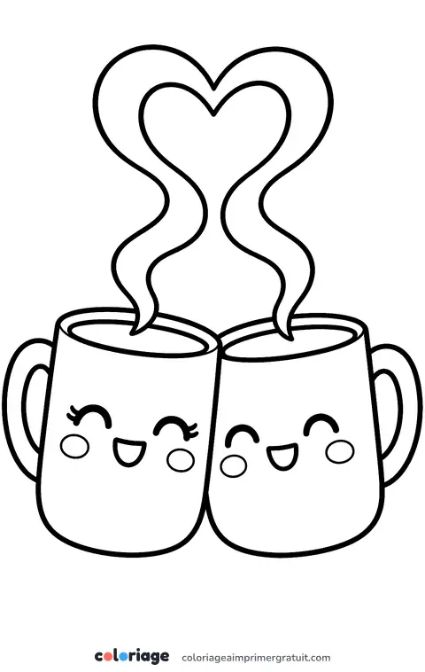 Coloriage tasses amoureuses