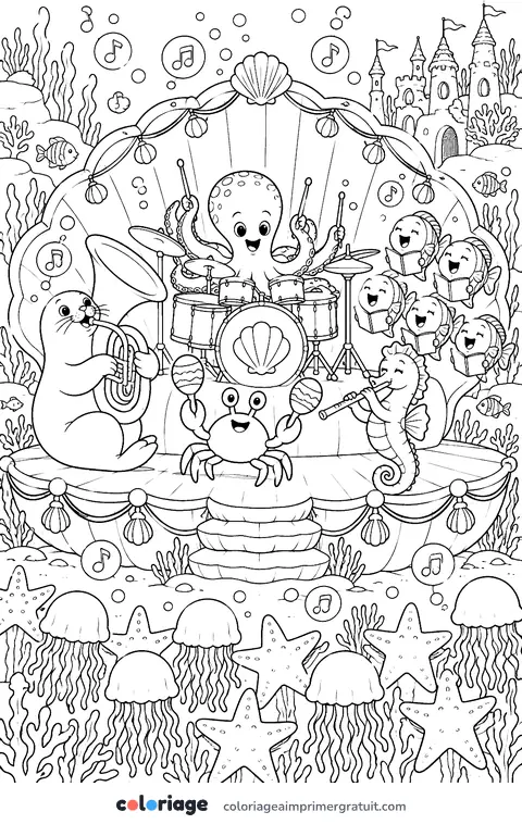 Coloriage l’orchestre sous la mer